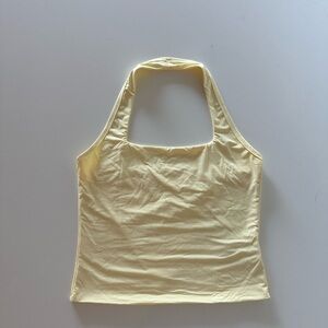 Buttery Smooth Double Layered Butter Yellow Halter Crop Tank Coquette M